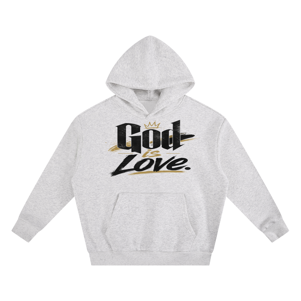 God Is Love Premium Essential Heavyweight Boxy Fleece Hoodie | Oversized Streetwear Hoodie | Faith Apparel | Unisex Pullover