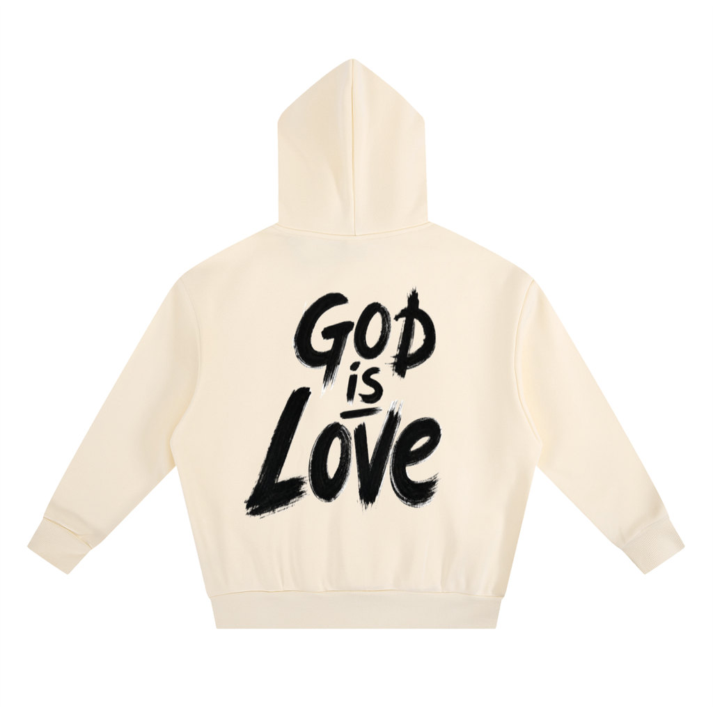 God Is Love Painted Heavyweight Boxy Fleece Hoodie | Premium Spiritual Streetwear | Oversized Unisex Faith Hoodie