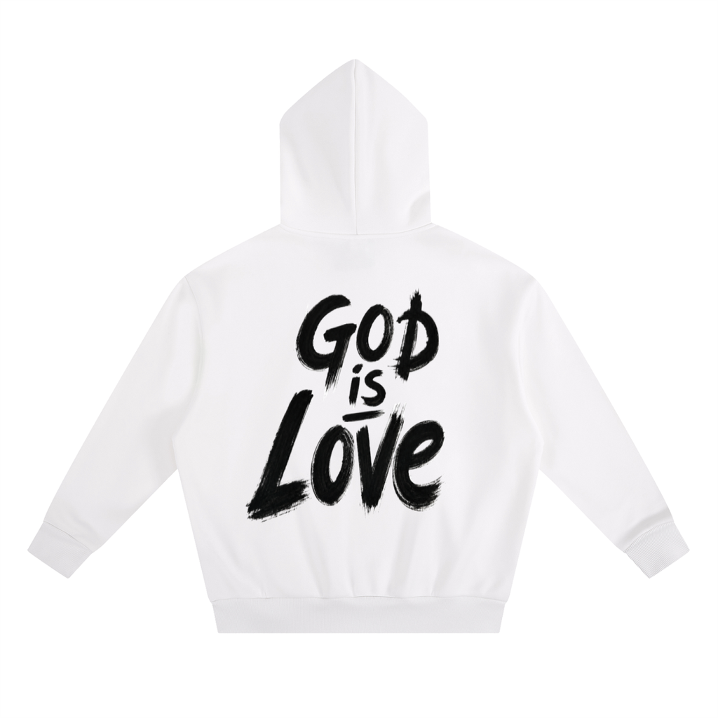 God Is Love Painted Heavyweight Boxy Fleece Hoodie | Premium Spiritual Streetwear | Oversized Unisex Faith Hoodie
