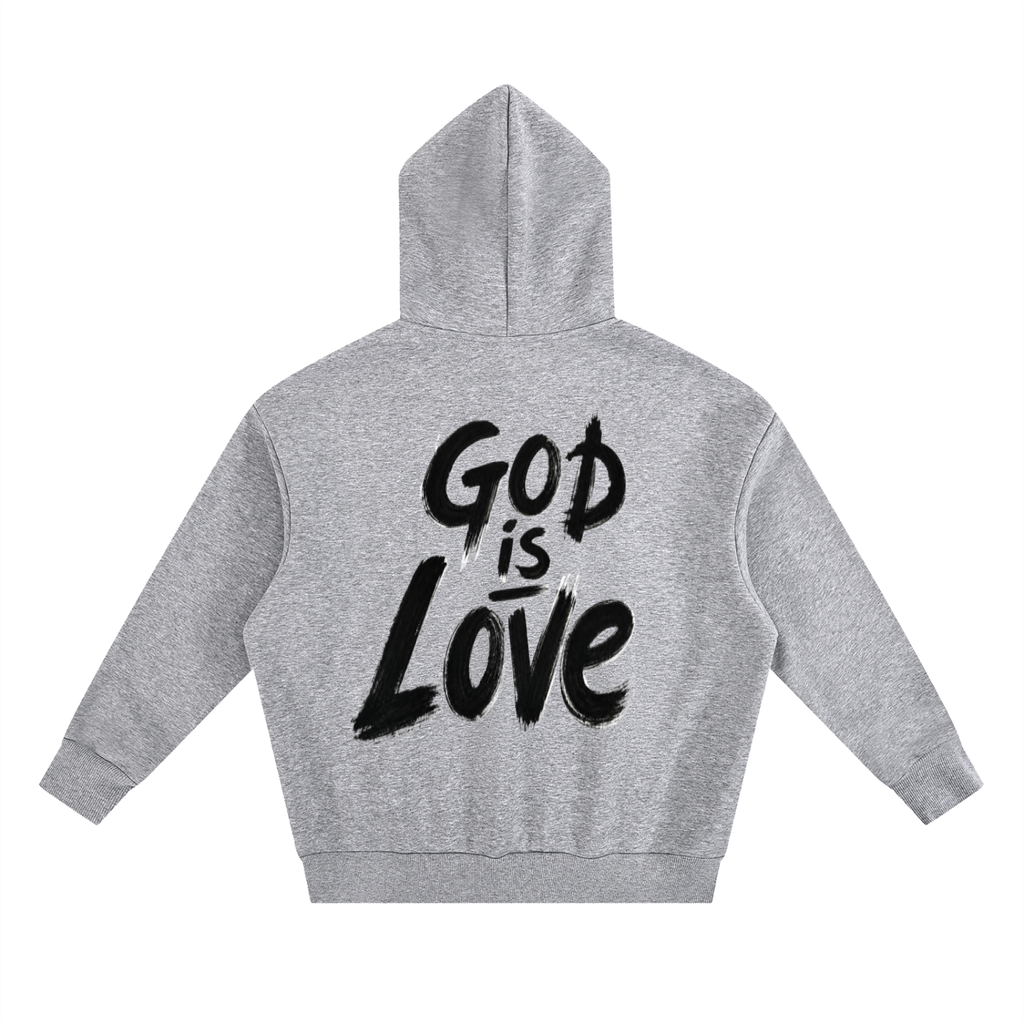 God Is Love Painted Heavyweight Boxy Fleece Hoodie | Premium Spiritual Streetwear | Oversized Unisex Faith Hoodie