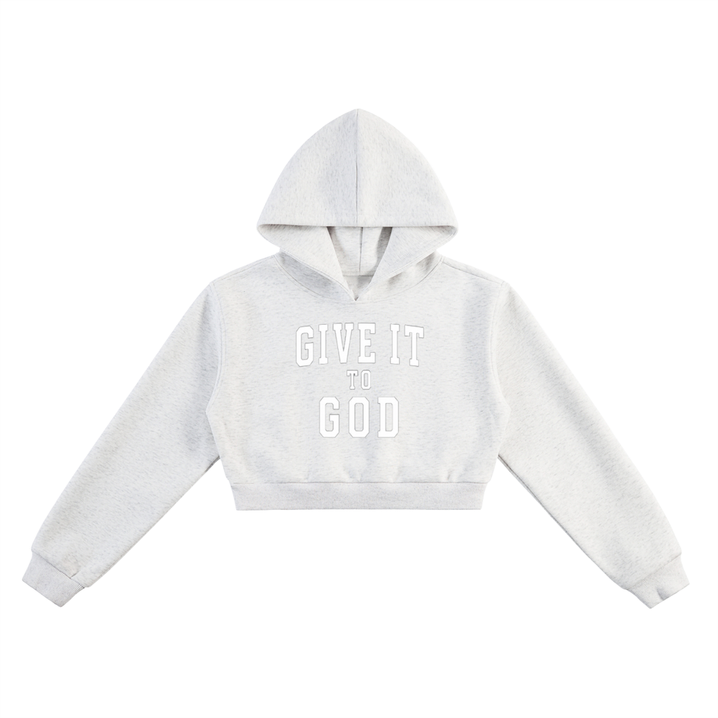 Give it to God Essential Cropped Hoodie | Collegiate Lettering | Women's Faith Hoodie | Christian Cropped Sweatshirt