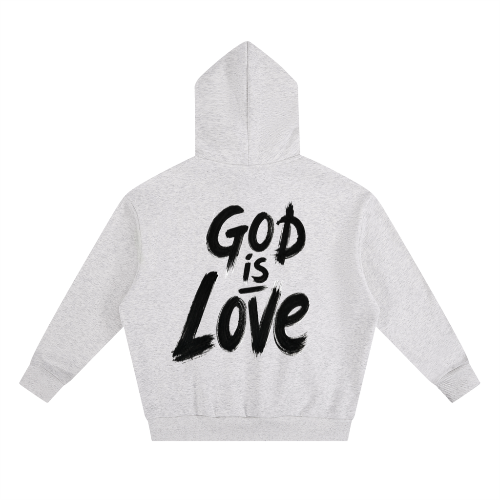 God Is Love Painted Heavyweight Boxy Fleece Hoodie | Premium Spiritual Streetwear | Oversized Unisex Faith Hoodie