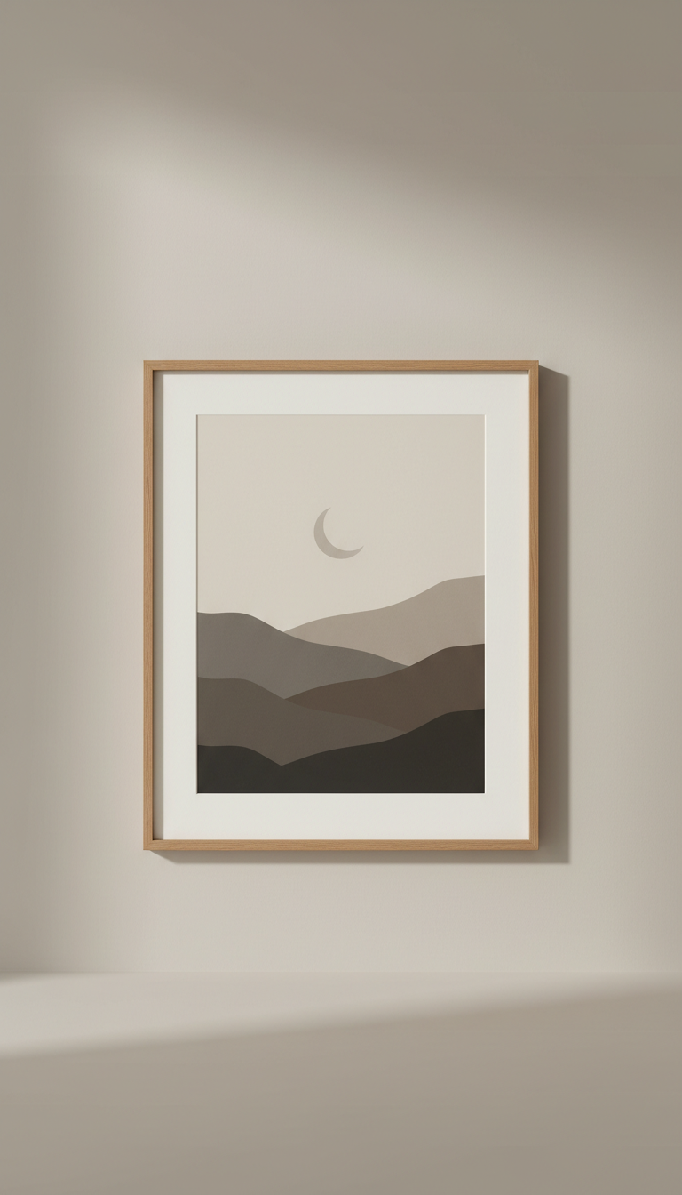 'Selah' matte wall art print in cream