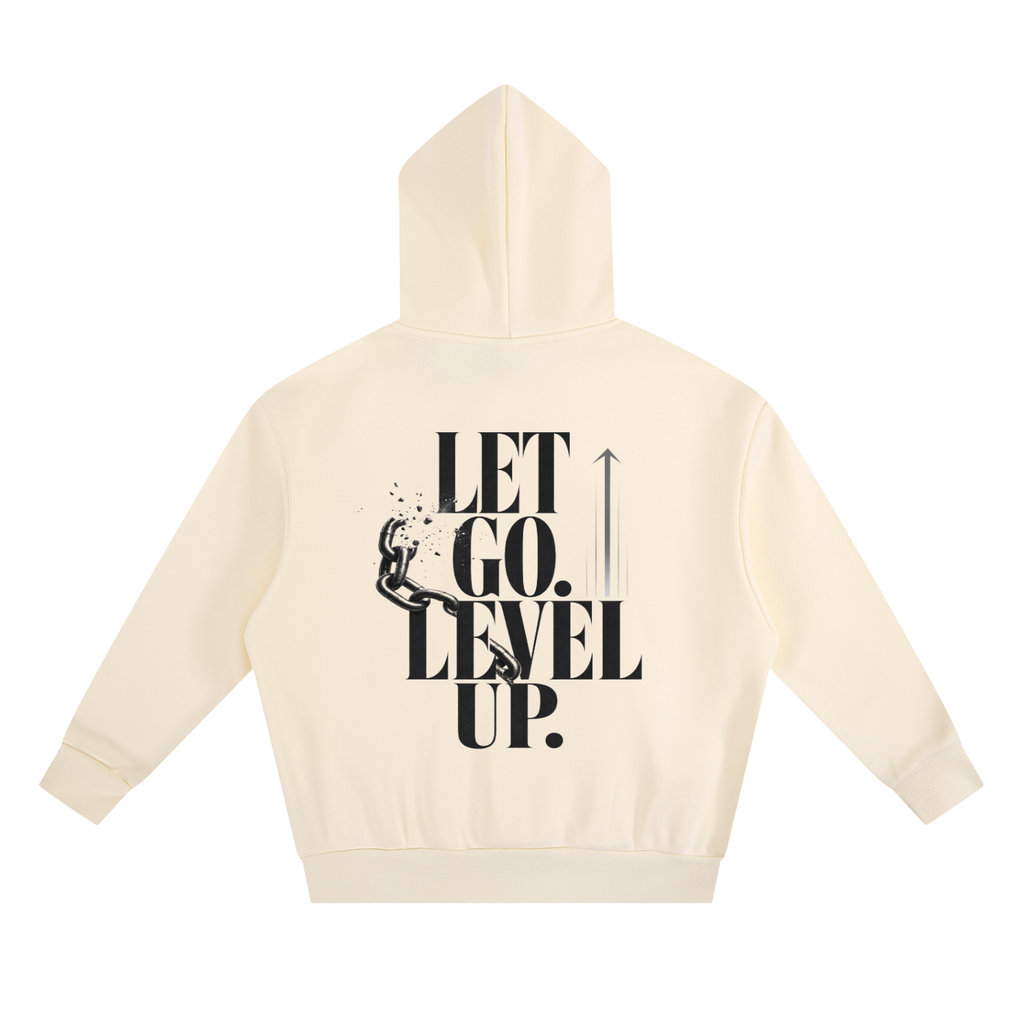 Let Go. Level Up.  Essential Heavyweight Boxy Fleece Hoodie | Oversized Christian Streetwear | Unisex Faith Hoodie