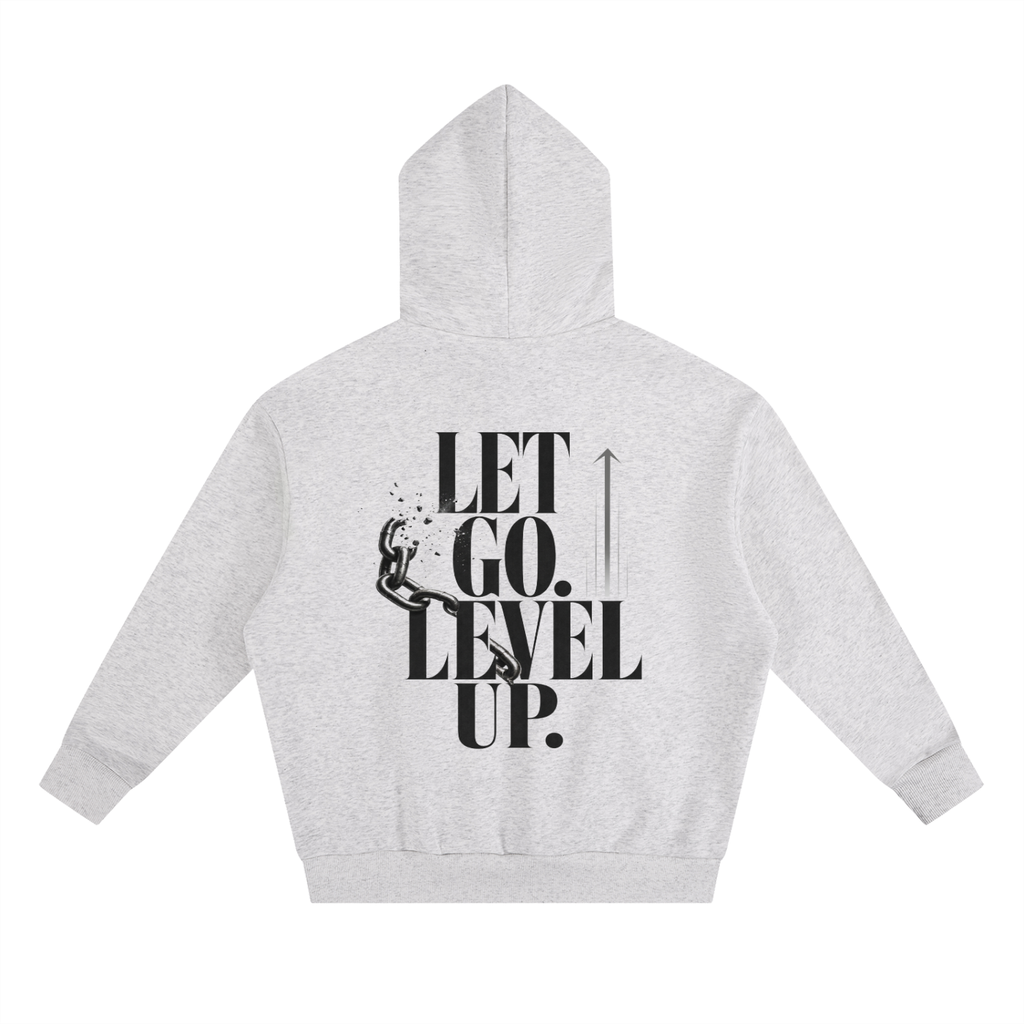 Let Go. Level Up.  Essential Heavyweight Boxy Fleece Hoodie | Oversized Christian Streetwear | Unisex Faith Hoodie