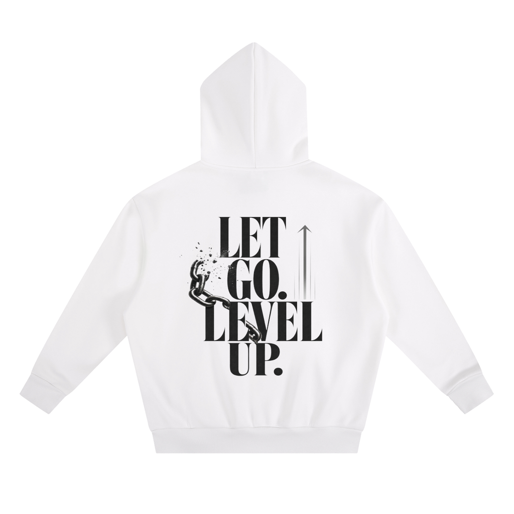 Let Go. Level Up.  Essential Heavyweight Boxy Fleece Hoodie | Oversized Christian Streetwear | Unisex Faith Hoodie