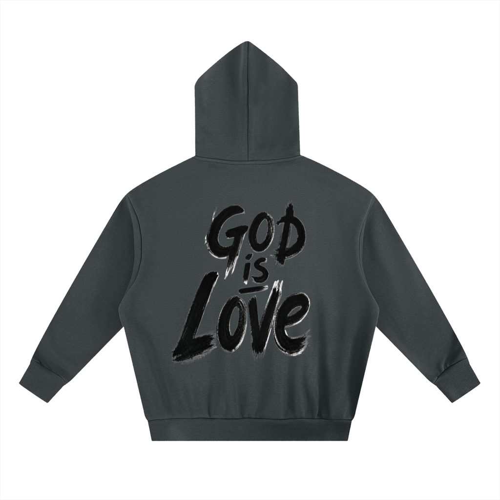 God Is Love Painted Heavyweight Boxy Fleece Hoodie | Premium Spiritual Streetwear | Oversized Unisex Faith Hoodie