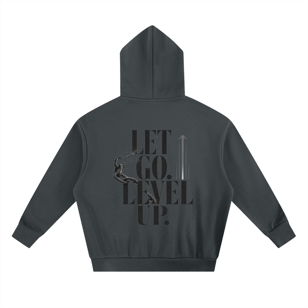 Let Go. Level Up.  Essential Heavyweight Boxy Fleece Hoodie | Oversized Christian Streetwear | Unisex Faith Hoodie