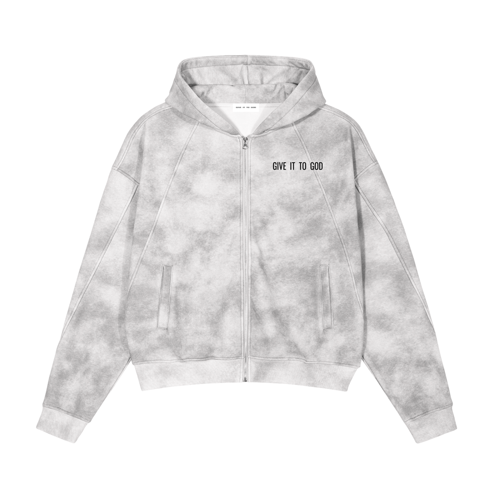 Crown of Burden | Premium Mineral Washed Zip-Up Fleece Hoodie
