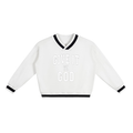 Give it to God  V-Neck Contrast Collar Boxy Sweatshirt | Oversized Unisex Sweatshirt | Collegiate Faith Apparel