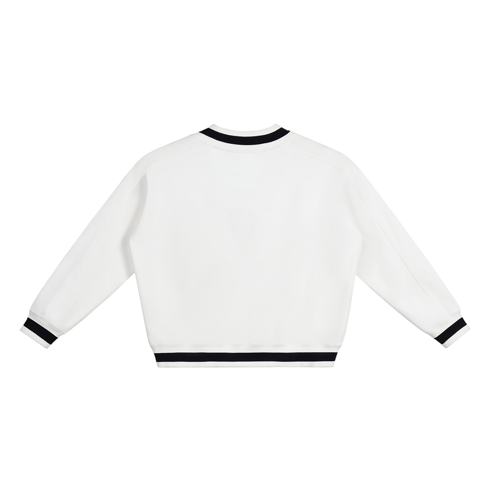 Give it to God  V-Neck Contrast Collar Boxy Sweatshirt | Oversized Unisex Sweatshirt | Collegiate Faith Apparel