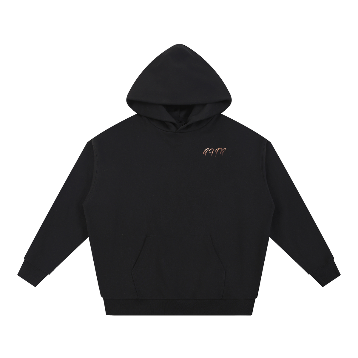 Give It To God black oversized hoodie with a metallic rose-gold G.I.T.G. logo on the chest, front view.