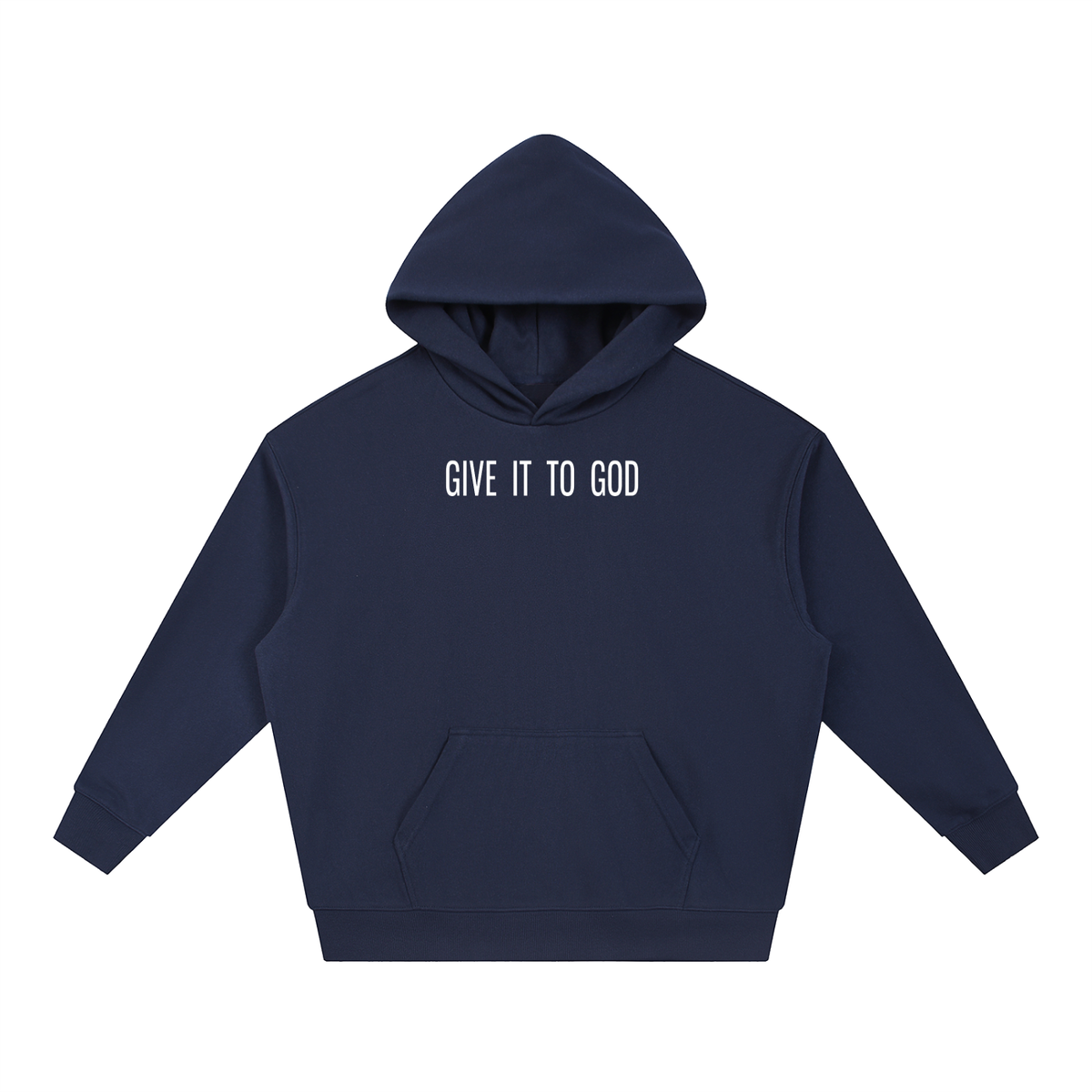 Give It To God heavyweight forest green fleece hoodie with minimalist white typographic logo on the chest
