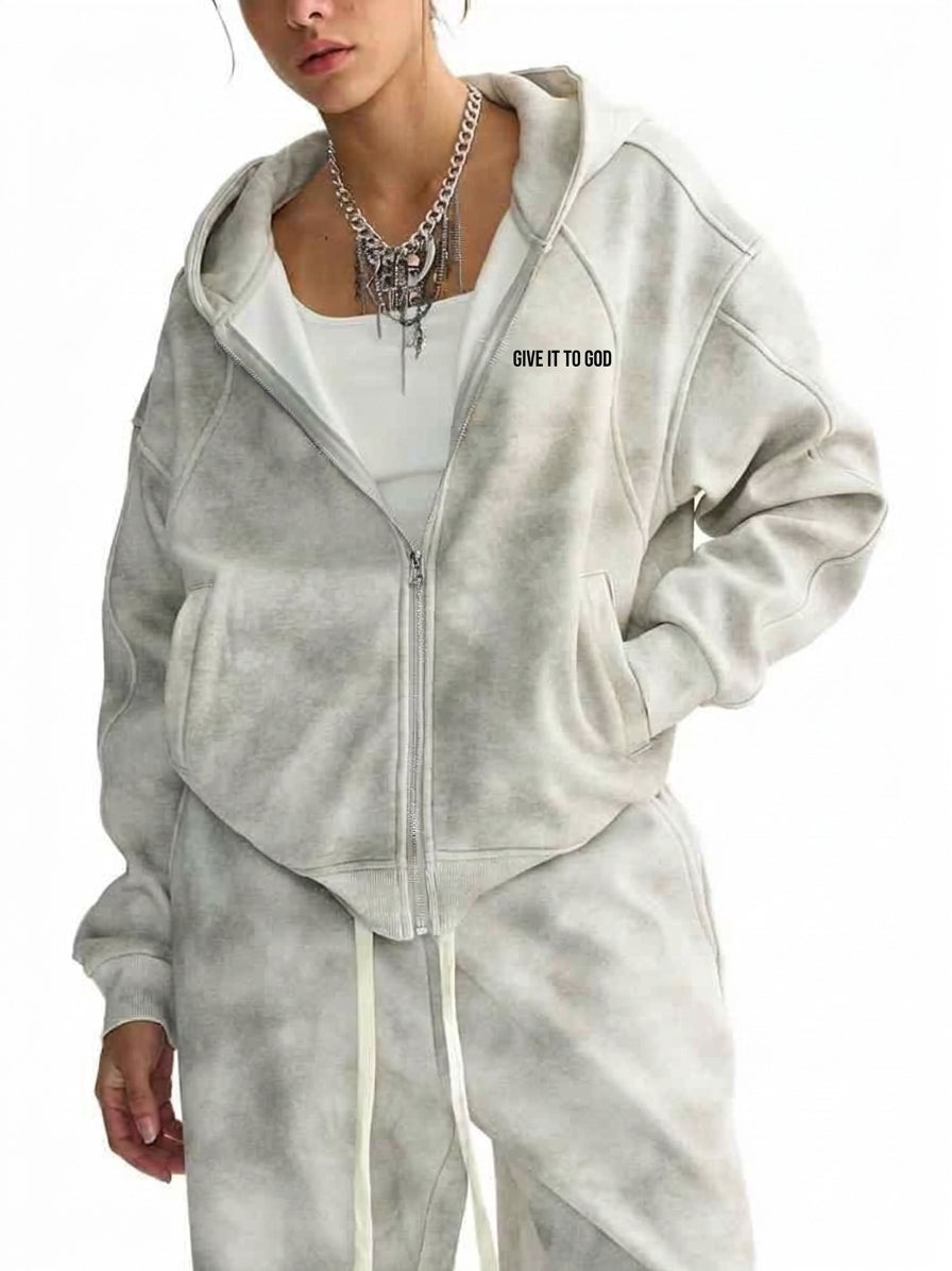 Crown of Burden | Premium Mineral Washed Zip-Up Fleece Hoodie